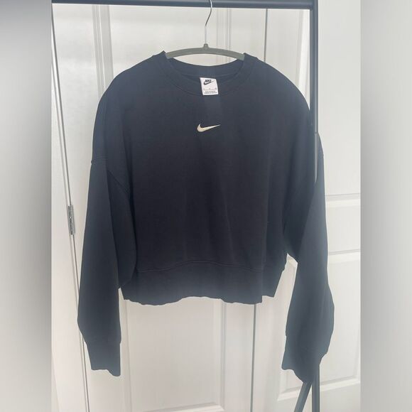 Black Nike Oversized Cropped Sweatshirt - Women’s Small - Picture 1 of 2